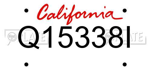 Q15338I California License Plate