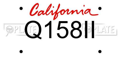 Q158II California License Plate