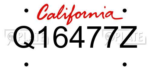 Q16477Z California License Plate
