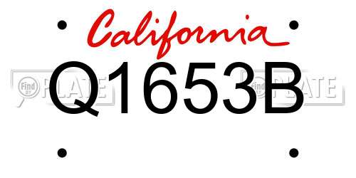 Q1653B California License Plate
