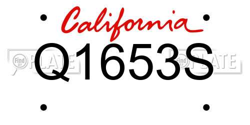 Q1653S California License Plate