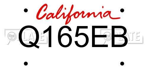 Q165EB California License Plate