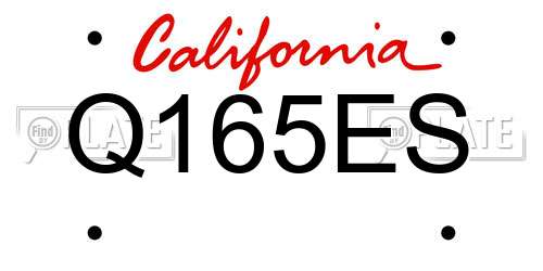 Q165ES California License Plate
