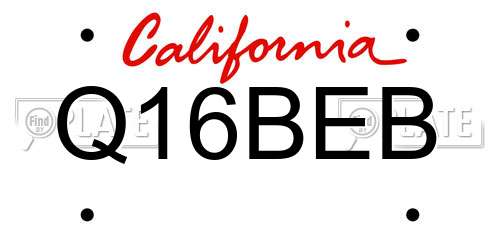 Q16BEB California License Plate