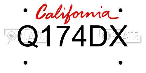 Q174DX California License Plate