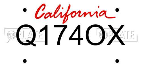 Q174OX California License Plate