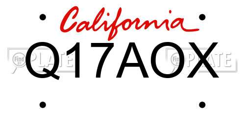 Q17AOX California License Plate