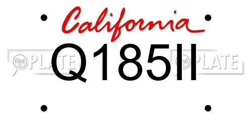 Q185II California License Plate
