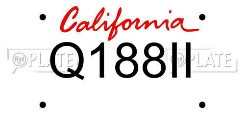 Q188II California License Plate