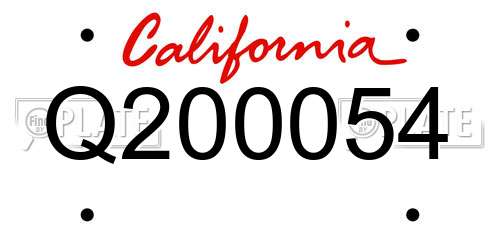 Q200054 California License Plate