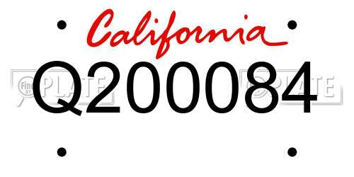 Q200084 California License Plate