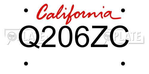Q206ZC California License Plate