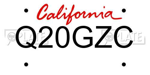 Q20GZC California License Plate
