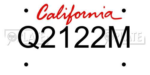 Q2122M California License Plate