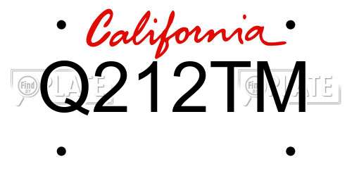 Q212TM California License Plate