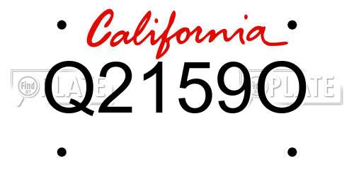 Q2159O California License Plate