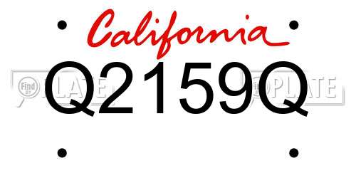 Q2159Q California License Plate