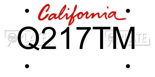 Q217TM California License Plate
