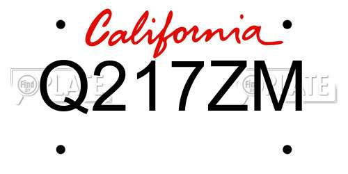 Q217ZM California License Plate