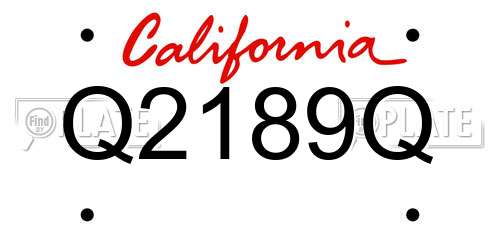 Q2189Q California License Plate