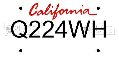 Q224WH California License Plate