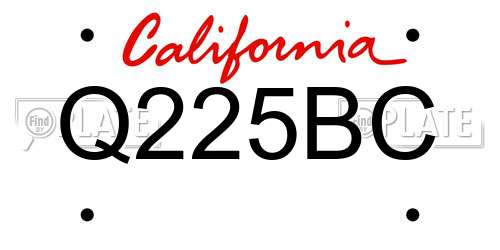 Q225BC California License Plate