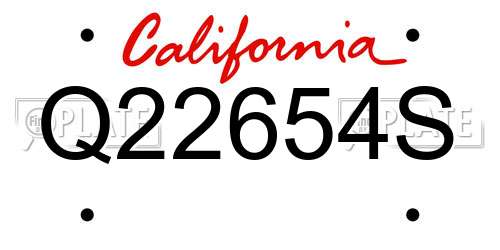 Q22654S California License Plate