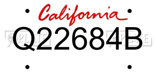 Q22684B California License Plate