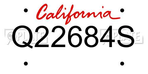 Q22684S California License Plate