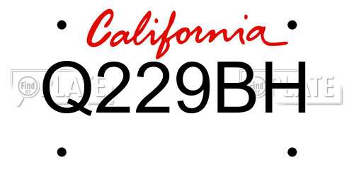 Q229BH California License Plate