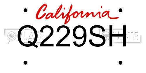 Q229SH California License Plate