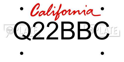 Q22BBC California License Plate