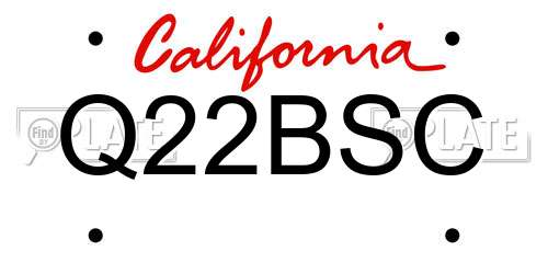 Q22BSC California License Plate