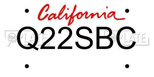 Q22SBC California License Plate
