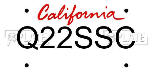 Q22SSC California License Plate