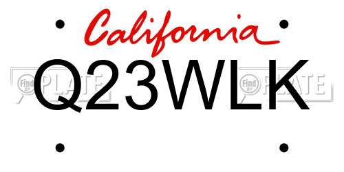 Q23WLK California License Plate