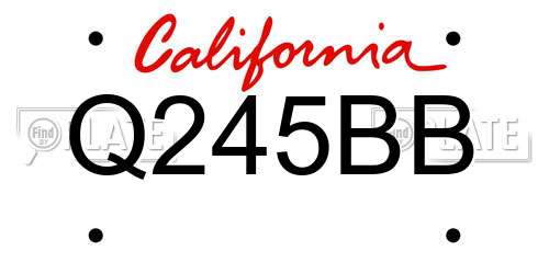 Q245BB California License Plate