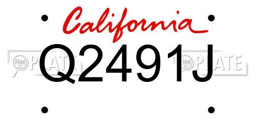 Q2491J California License Plate