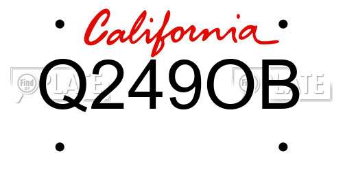 Q249OB California License Plate
