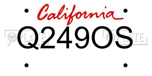Q249OS California License Plate