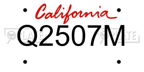 Q2507M California License Plate