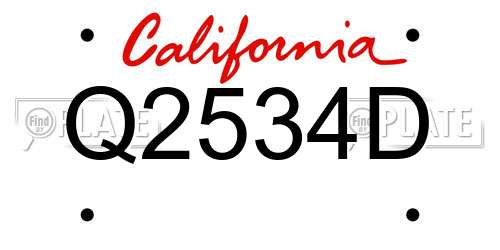 Q2534D California License Plate