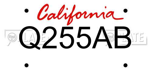 Q255AB California License Plate