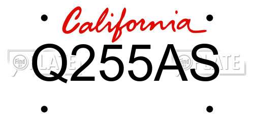 Q255AS California License Plate