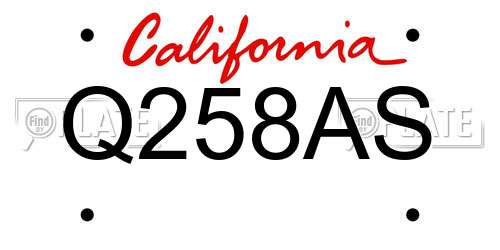 Q258AS California License Plate