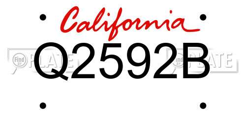 Q2592B California License Plate