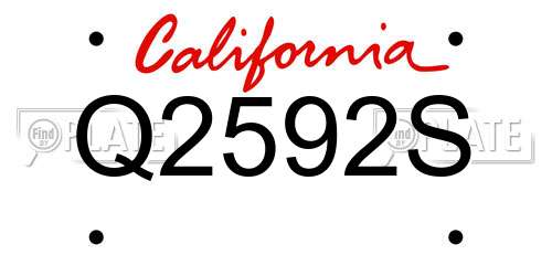 Q2592S California License Plate