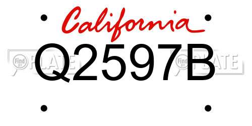 Q2597B California License Plate
