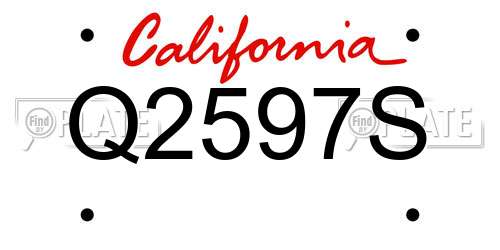 Q2597S California License Plate