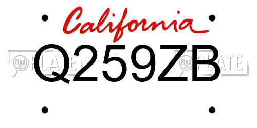 Q259ZB California License Plate